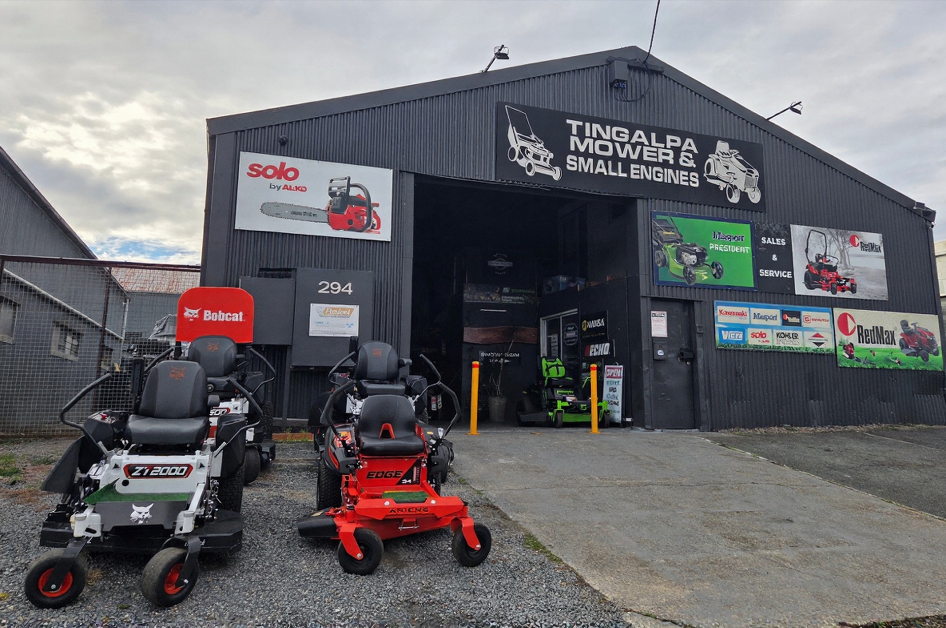 Tingalpa Mowers workshop with outdoor power equipment
